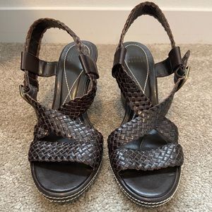 SOLD Brown Leather Wedge Sandals